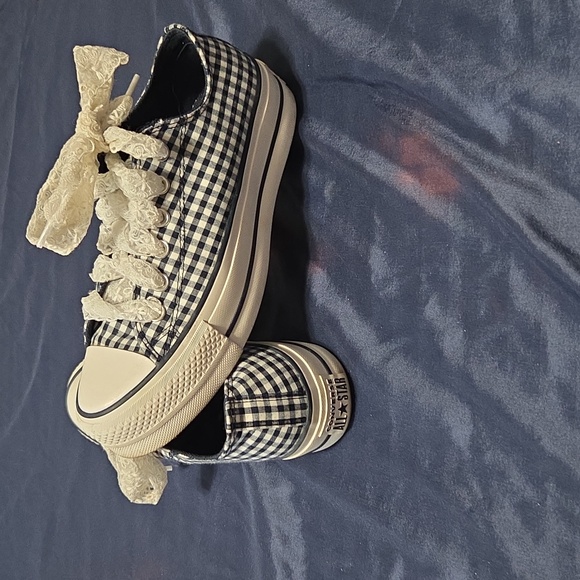 Converse Women's Navy Gingham Sneakers - Picture 8 of 12